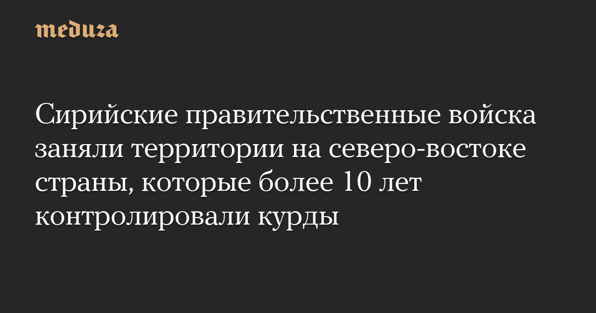 Сирийские правительственные войска заняли территории на северо-востоке страны, которые более 10 лет контролировали курды