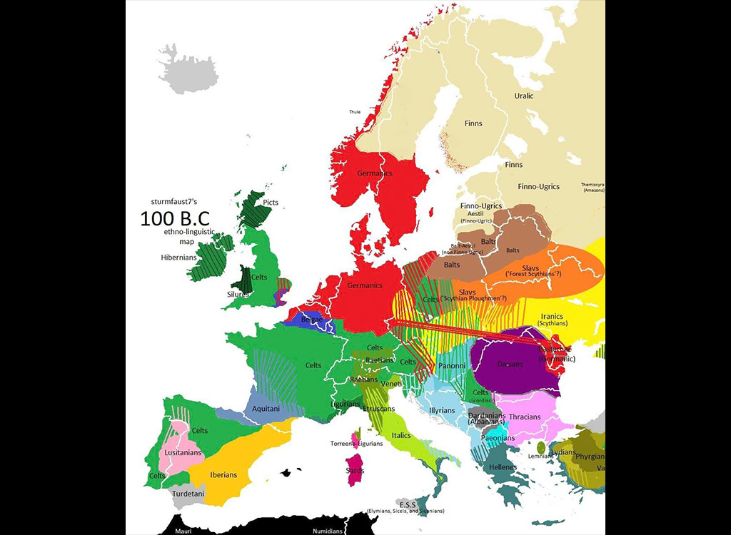 Euroopa kaart aastal 100 e.m.a.