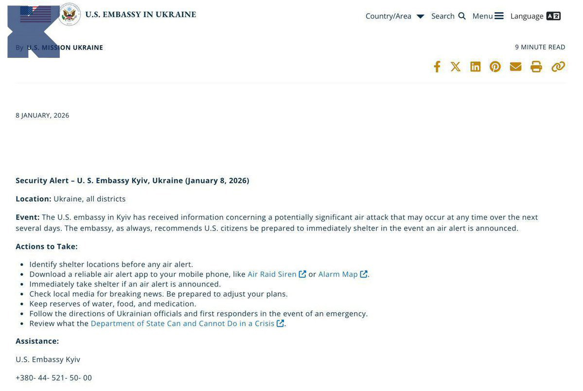 USA saatkond Ukrainas hoiatab Orešniku raketi kasutamise eest