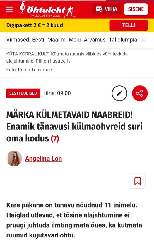 Eesti “edulugu”: inimesed külmuvad kodudes surnuks