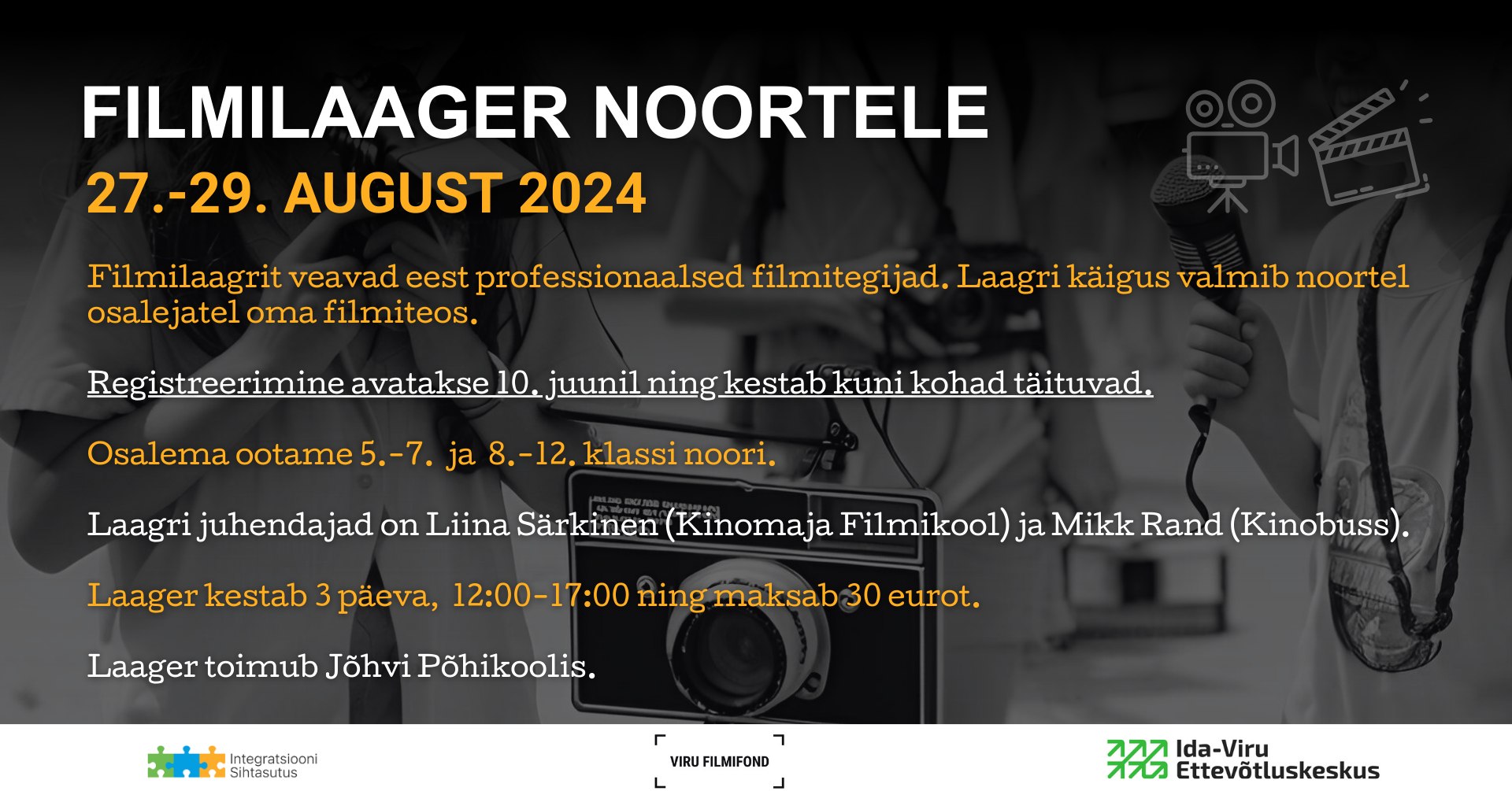 Filmi- ja multimeediakiirendi korraldab tasuta intensiivprogrammi