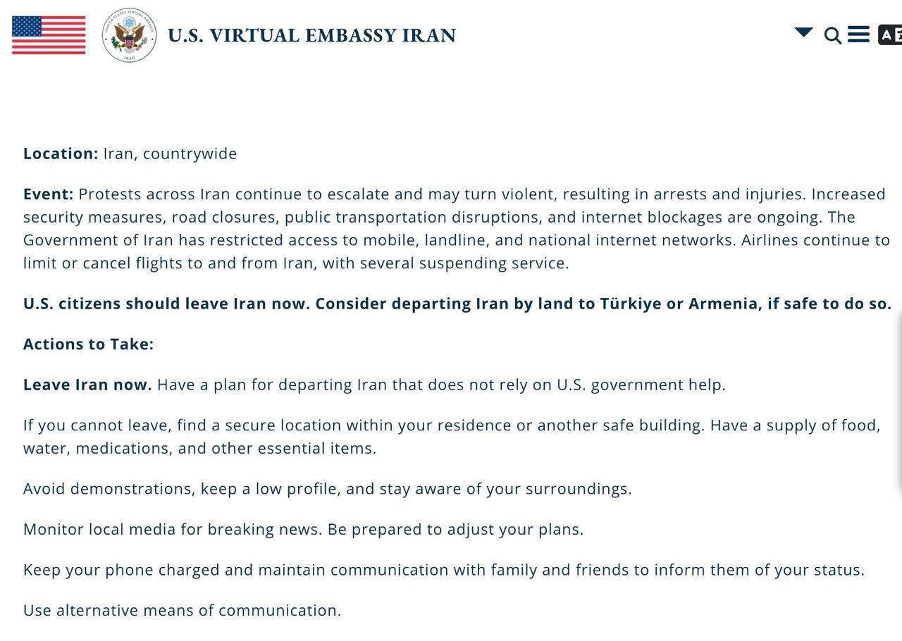 USA kutsub kodanikud kiirkorras Iraanist ära