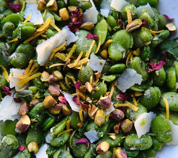 Fava Beans with Mint, Lemon & Pistachios