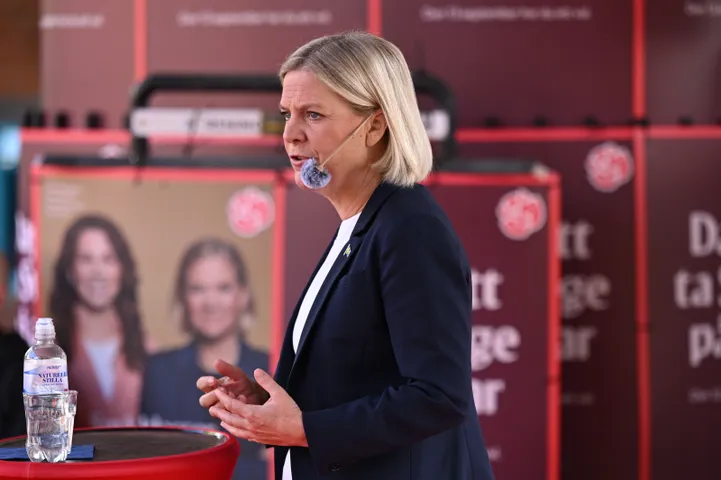 Rootsi sotsiaaldemokraatide esimees Magdalena Andersson valimisüritusel Stockholmi lähistel.